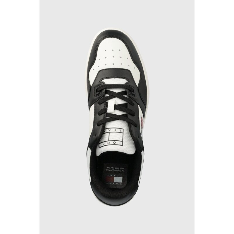 Kožené sneakers boty Tommy Jeans TJM RETRO BASKET ESS černá barva, EM0EM01395