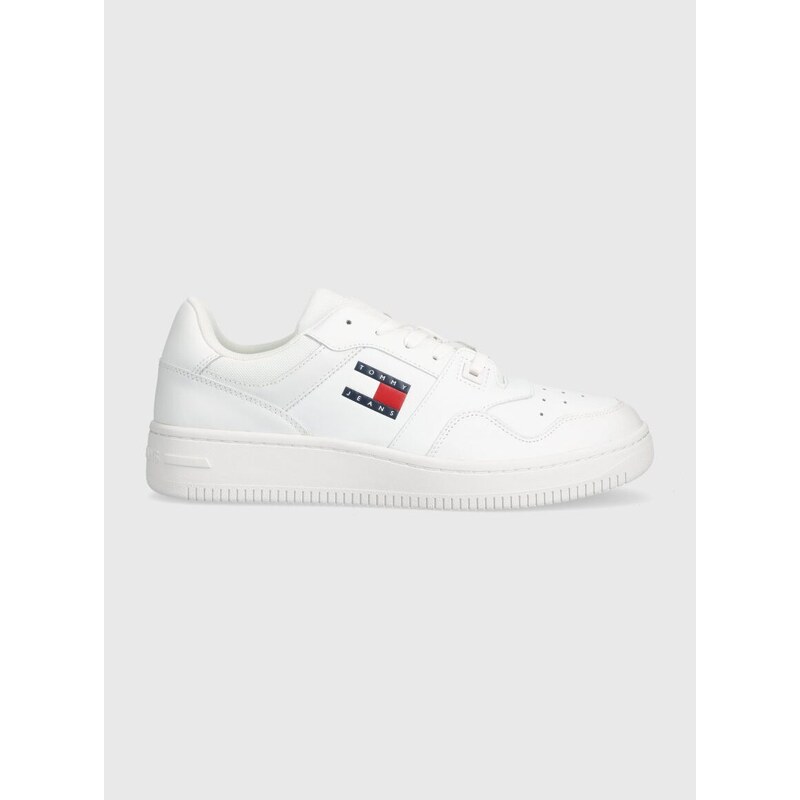 Kožené sneakers boty Tommy Jeans TJM RETRO BASKET ESS bílá barva, EM0EM01395