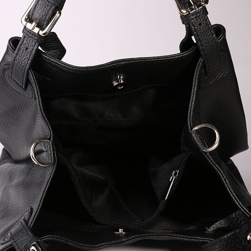 Černé dámské kožené kabelky do ruky Vanda