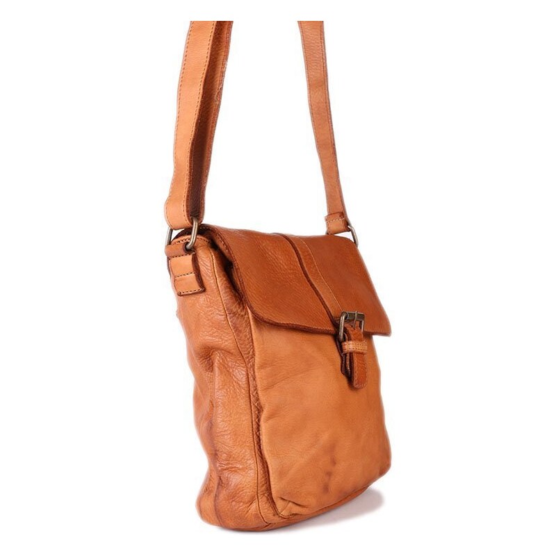 Dámské medové crossbody kožené kabelky Satchel