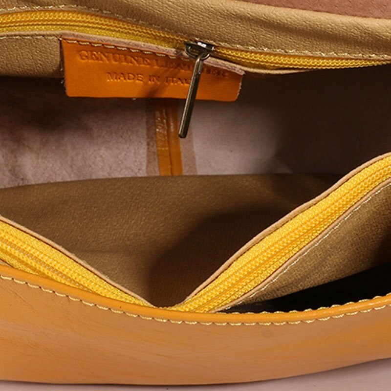 Dámské kvalitní žluté kožené kabelky crossbody Zeneca