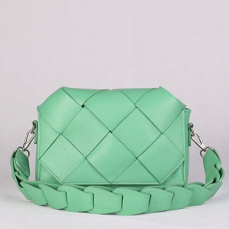 Dámské prošívané kožené kabelky Elvíra zelené