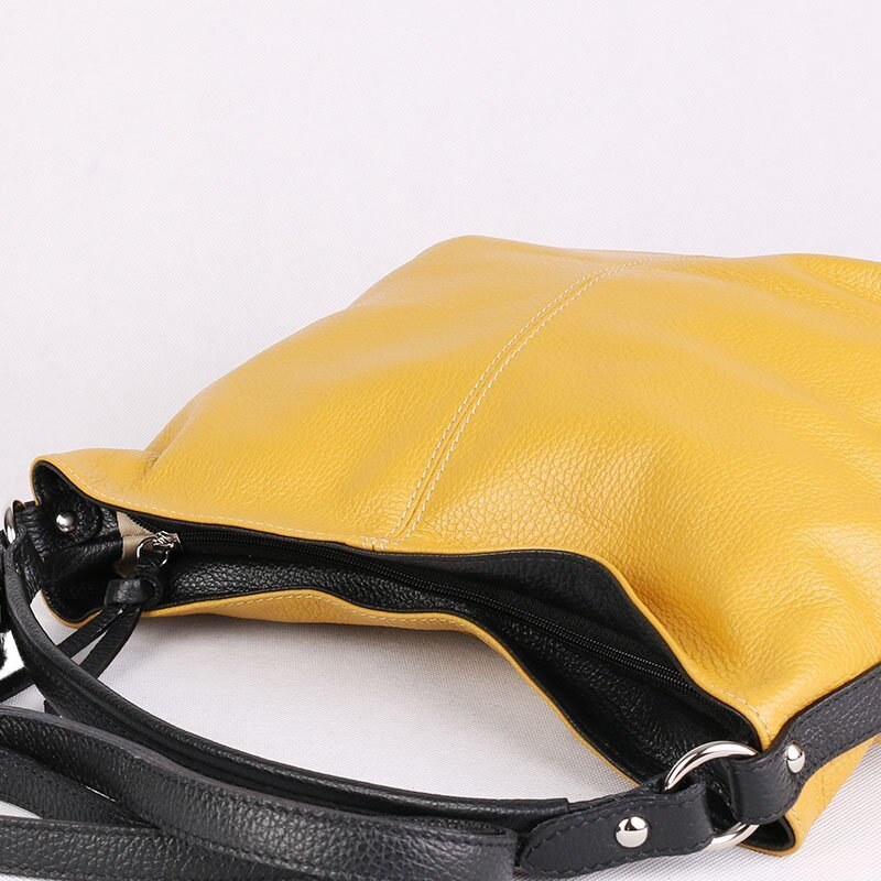 Italské dámské kožené kabelky na rameno Mirabela žlutá s černou