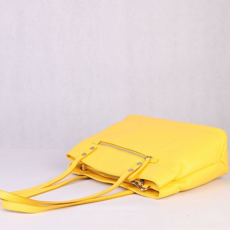 Žluté dámské letní kožené kabelky s 3 komorami Seneti