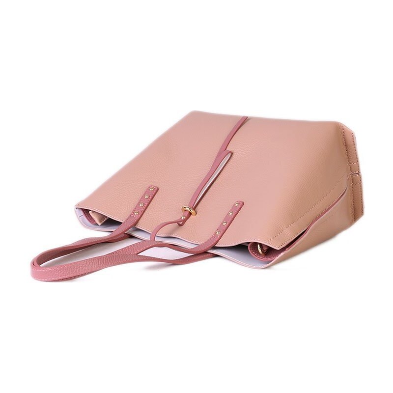 Dámské růžové kožené kabelky z Itálie shopperky Luveti