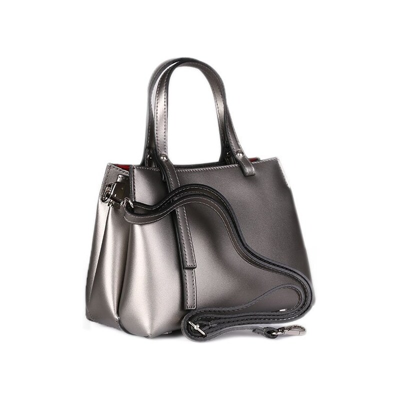Luxusní kožené kabelky Vera Pelle Marilin silně stříbrné
