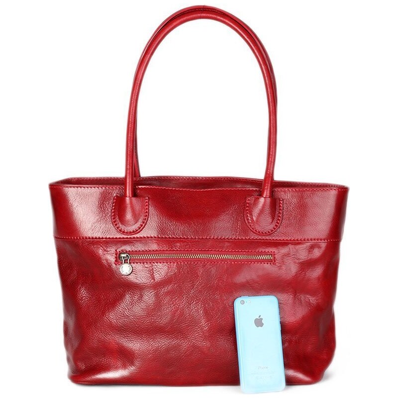 Červené velké kvalitní dámské kabelky z kuze Verina