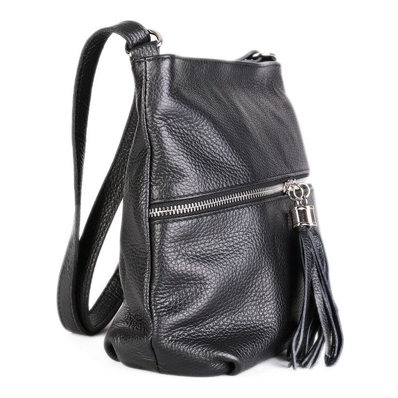 černé dámské kožené kabelky crossbody Izabela