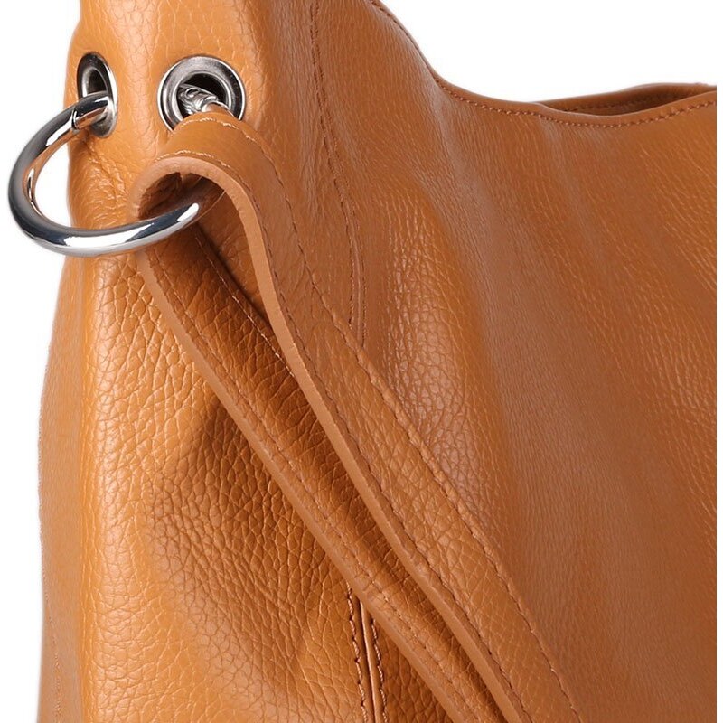 Dámské kožené kabelky z Itálie levné velké Morena camel