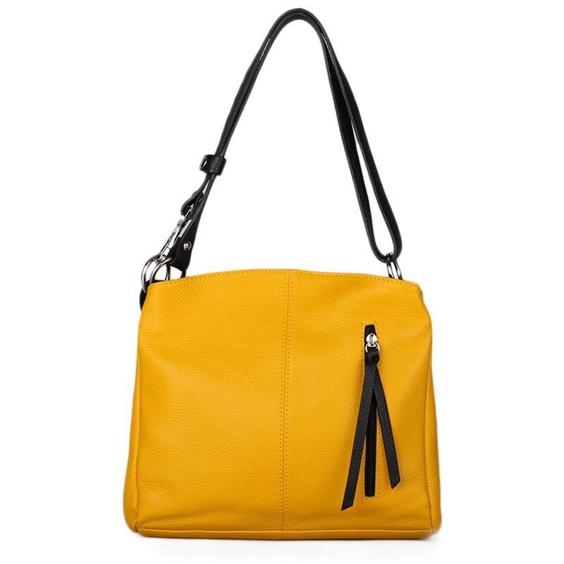Dámská kožená kabelka Astrid žlutá s černou