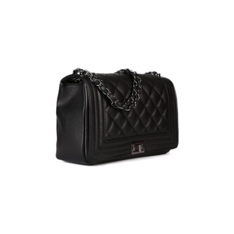Kožené černé luxusní kabelky Sofia tmavé kovaní