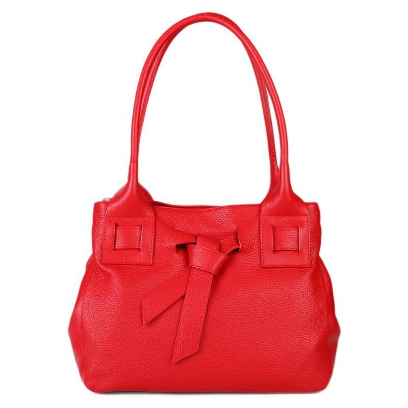 Krásná luxusní kožená kabelka Victoria červená