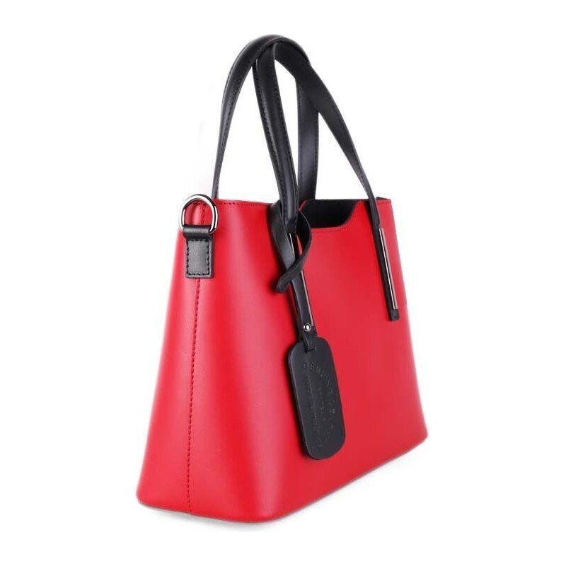 Italské luxusní kožené kabelky do ruky Carina červená s černou