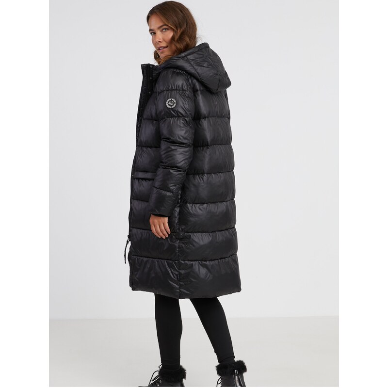 Černý dámský zimní prošívaný oversized kabát SAM 73
