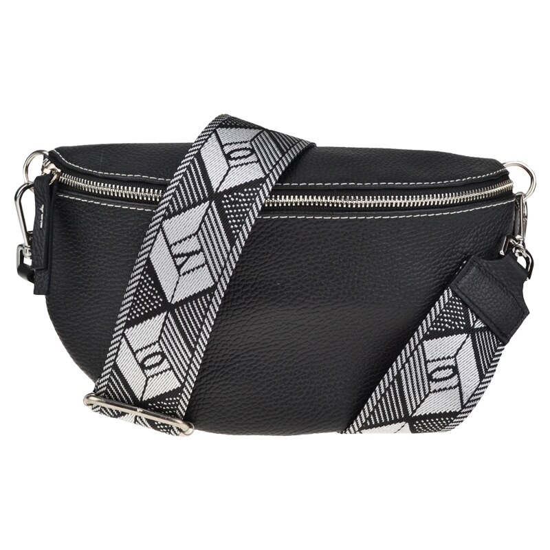 Černá kožená italská crossbody kabelka Reni Grande Nera s