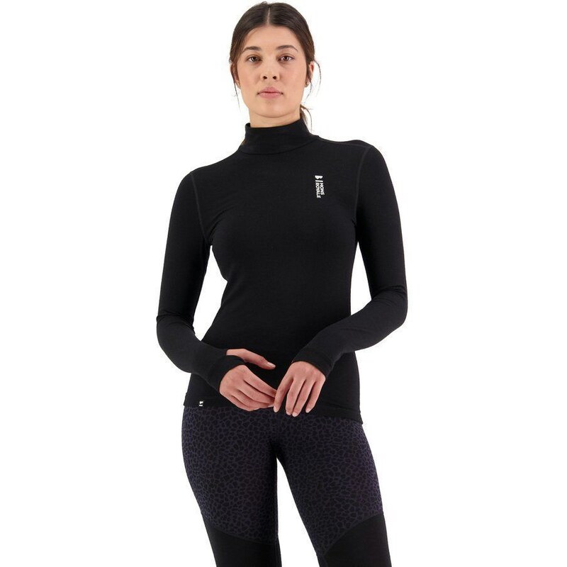 Dámské merino triko Mons Royale Cascade Flex Mock Neck black