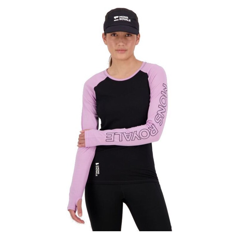 Dámské merino triko Mons Royale Bella Tech Ls orchid / black