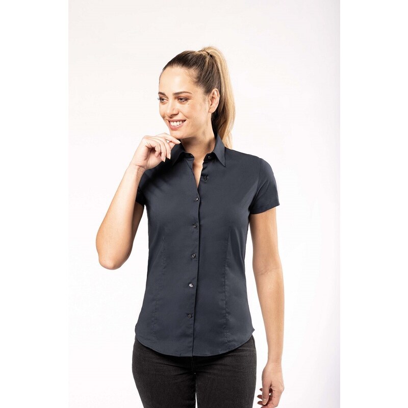 Kariban K532 dámská košile s krátkým rukávem strečová tmavě šedá S