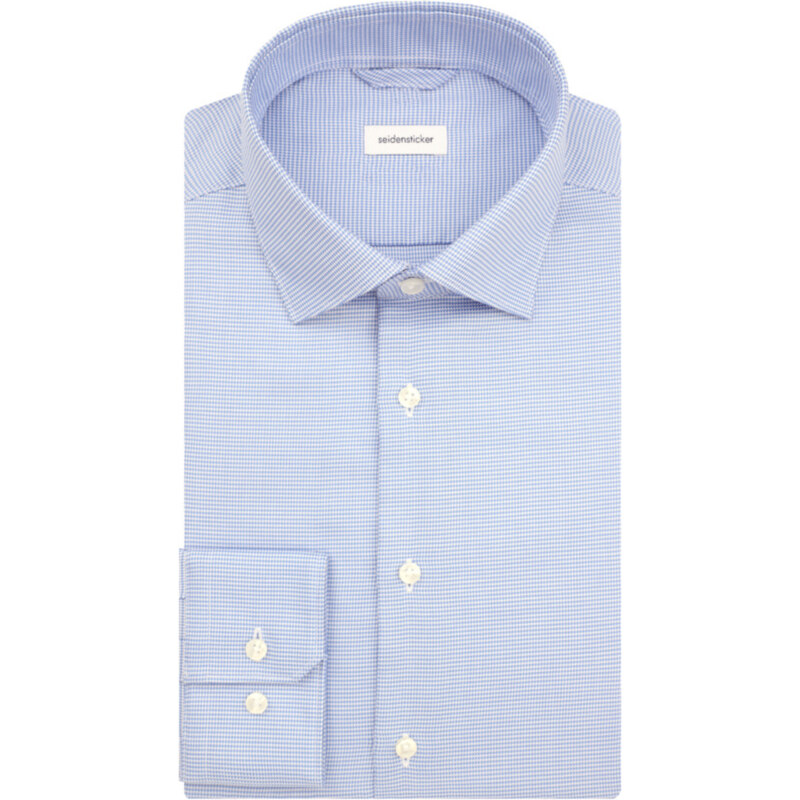 Nežehlivá slim světle modrá obchodní košile s límečkem Kent Seidensticker