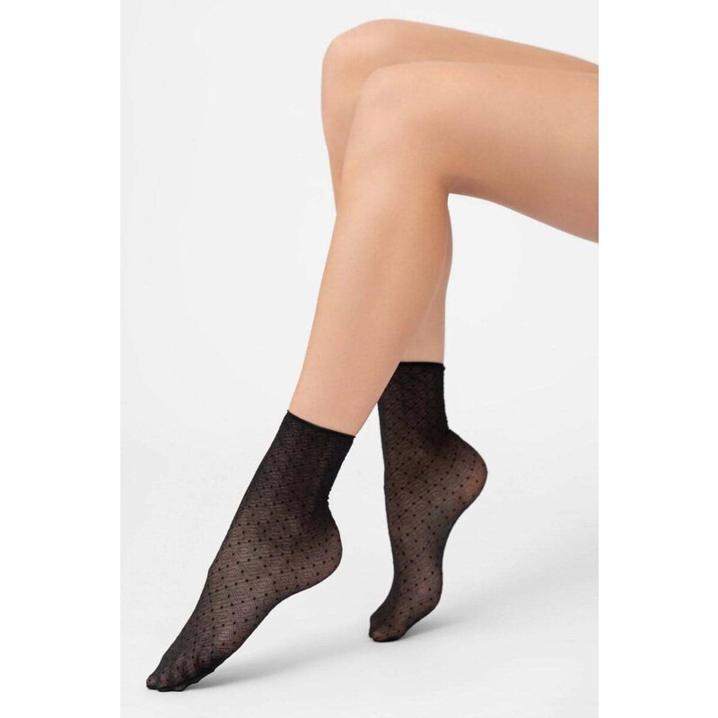 Veneziana Černé vzorované silonkové ponožky Nolita