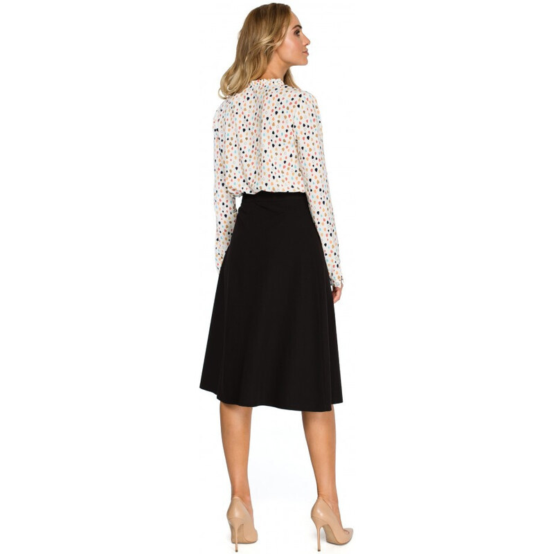model 15098973 Midi sukně áčkového střihu černá - STYLOVE