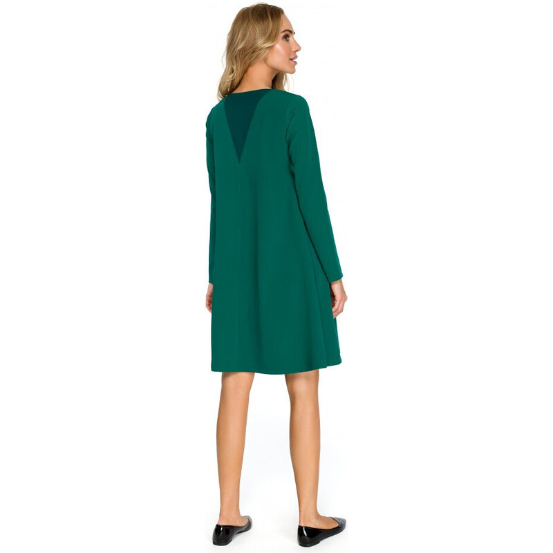 STYLOVE S137 Šifonové šaty s detailem na zádech - zelené
