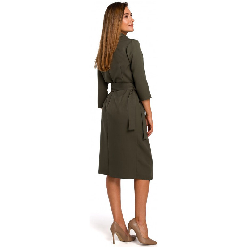 model 18002174 Zavinovací šaty s vázáním khaki barva - STYLOVE