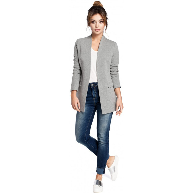 Pletené sako bez šedé model 18002395 - BeWear