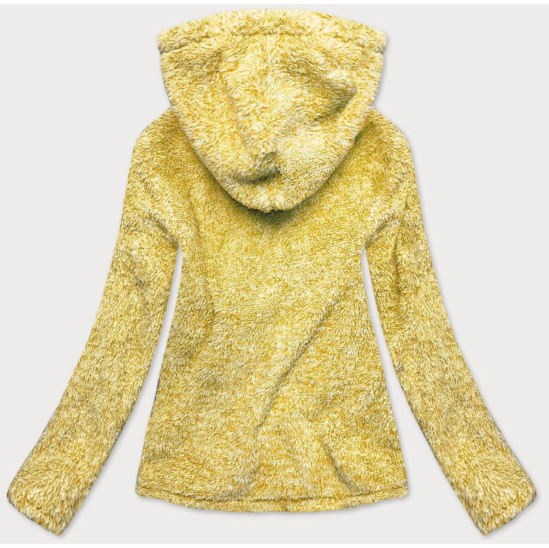 Žlutá melanžová plyšová dámská mikina model 15512678 - J.STYLE