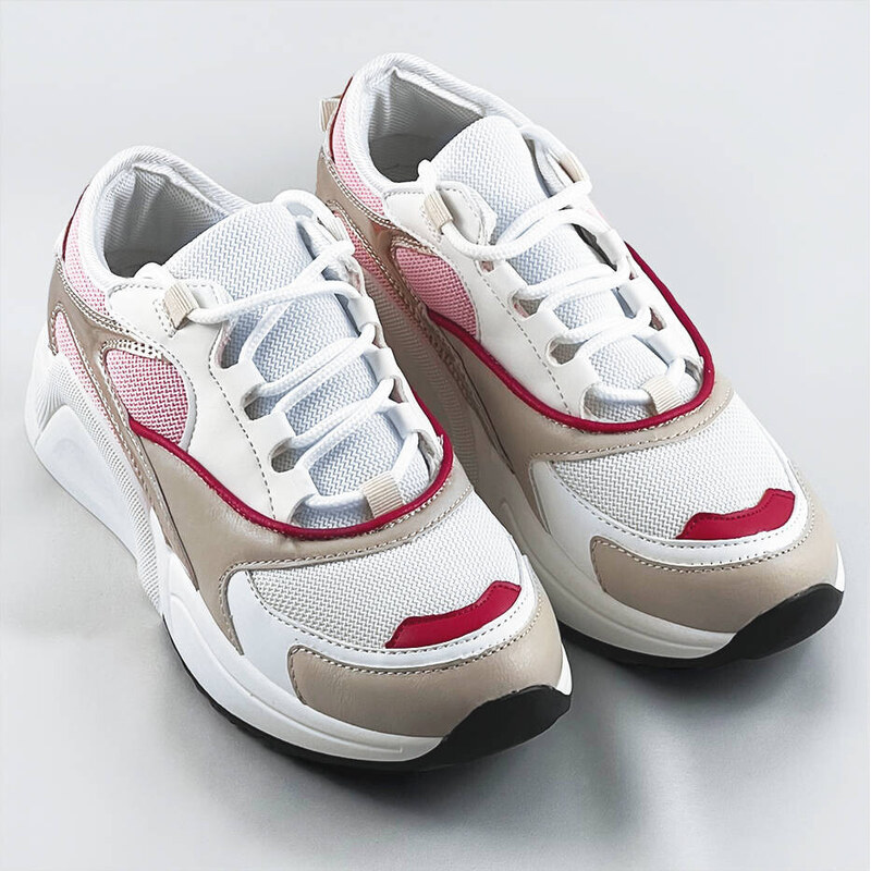 Růžové šněrovací sneakersy s barevnými vsadkami model 17174185