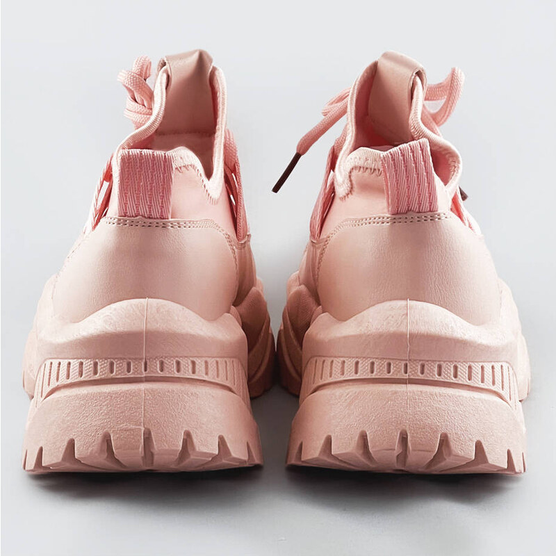 Růžové šněrovací sneakersy na platformě (RA5)