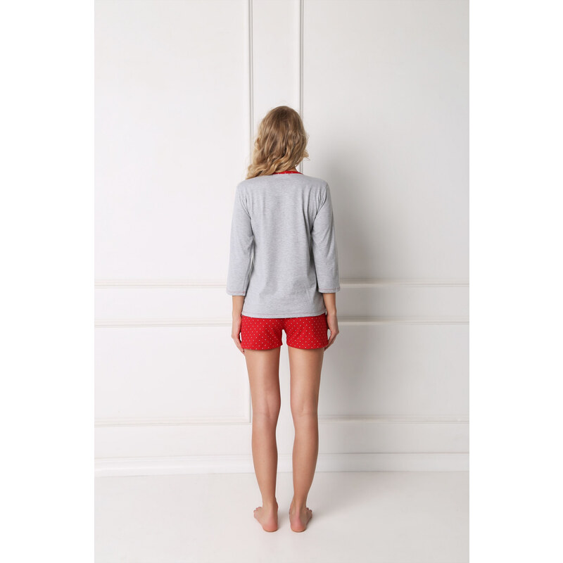 Pyžamo Cookie Short Grey-Red - Aruelle