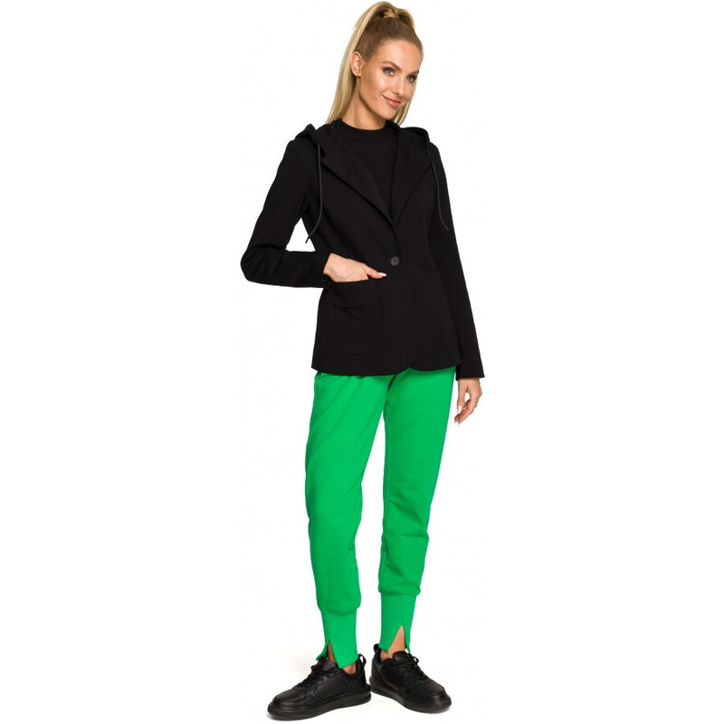 model 17626046 Bunda s kapucí a jedním knoflíkem černá - Moe