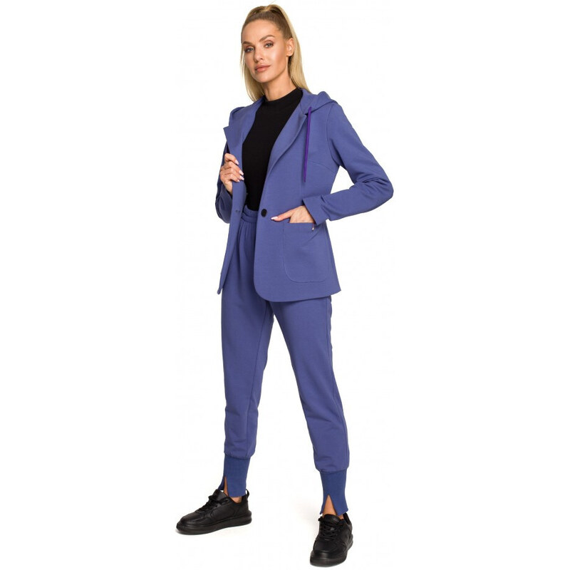 model 18004244 Sako s kapucí a jedním knoflíkem indigo - Moe