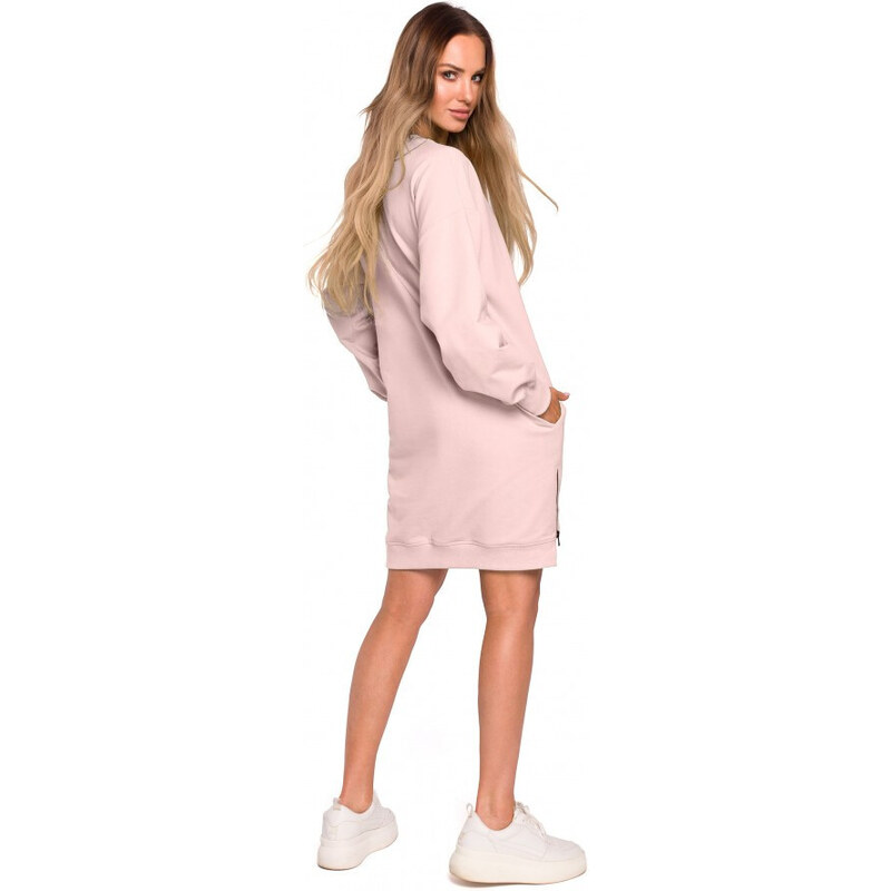 model 18004125 Svetrová tunika se zipy cukrově růžová - Moe
