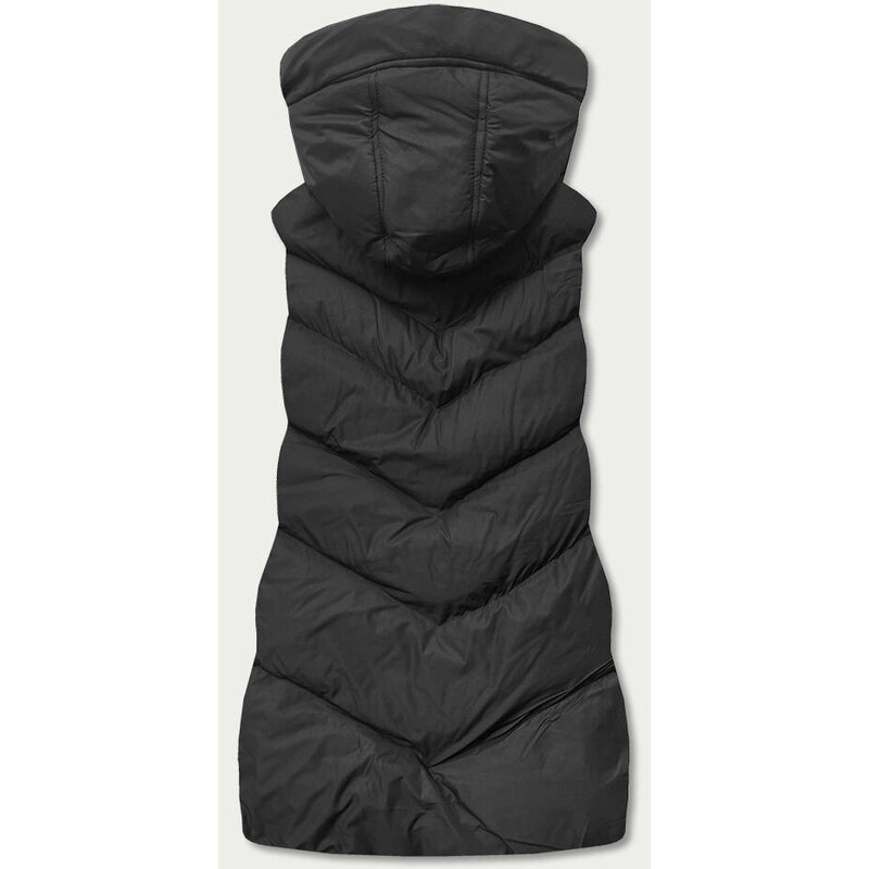J.STYLE Dlouhá černá dámská vesta s kapucí (5M788-392)