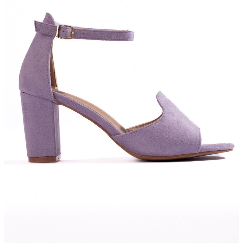 W. POTOCKI Designové dámské sandály fialové na širokém podpatku
