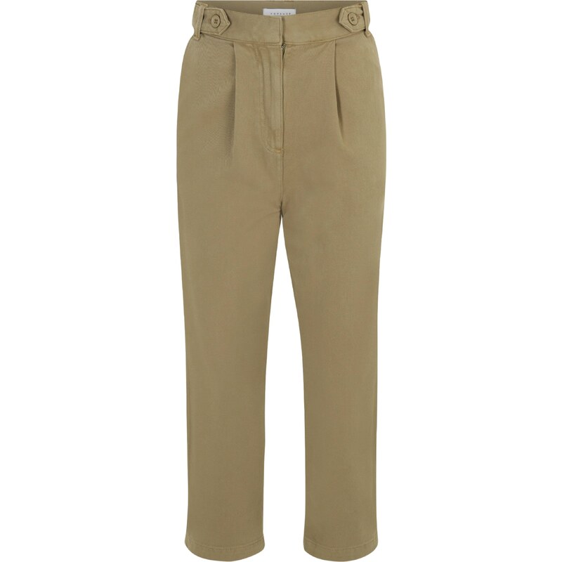 TOPSHOP Petite Kalhoty se sklady v pase khaki