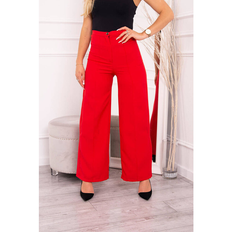 K-Fashion Široké kalhoty červené