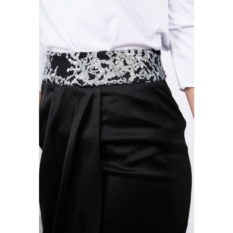 K-Fashion Sukně s flitry v pase černá