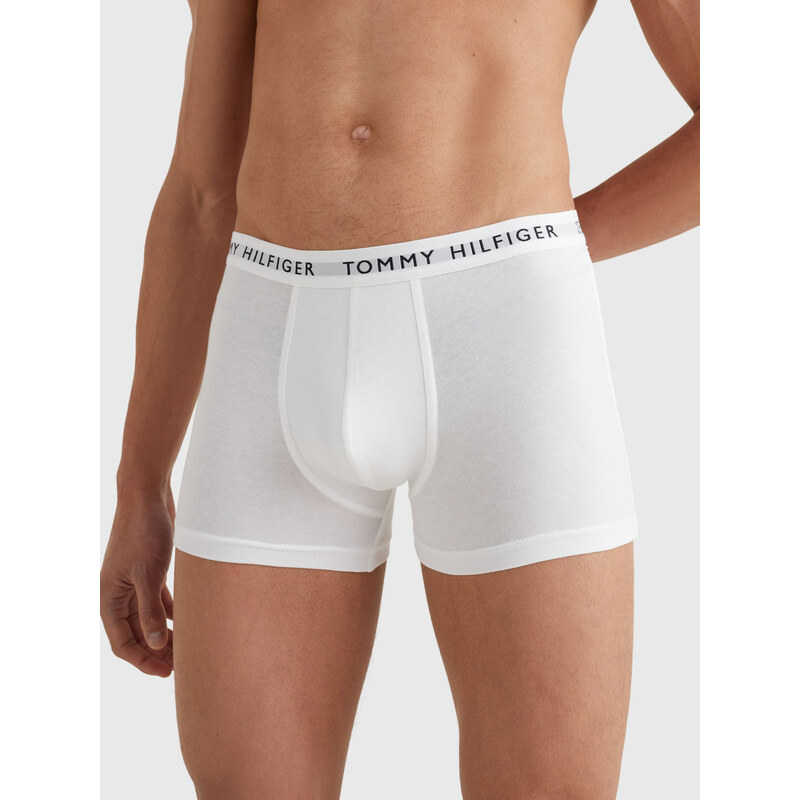 Pánské trenky 3-PACK LOGO WAISTBAND ESSENTIAL TRUNKS UM0UM022030XK bílá/šedá/černá - Tommy Hilfiger