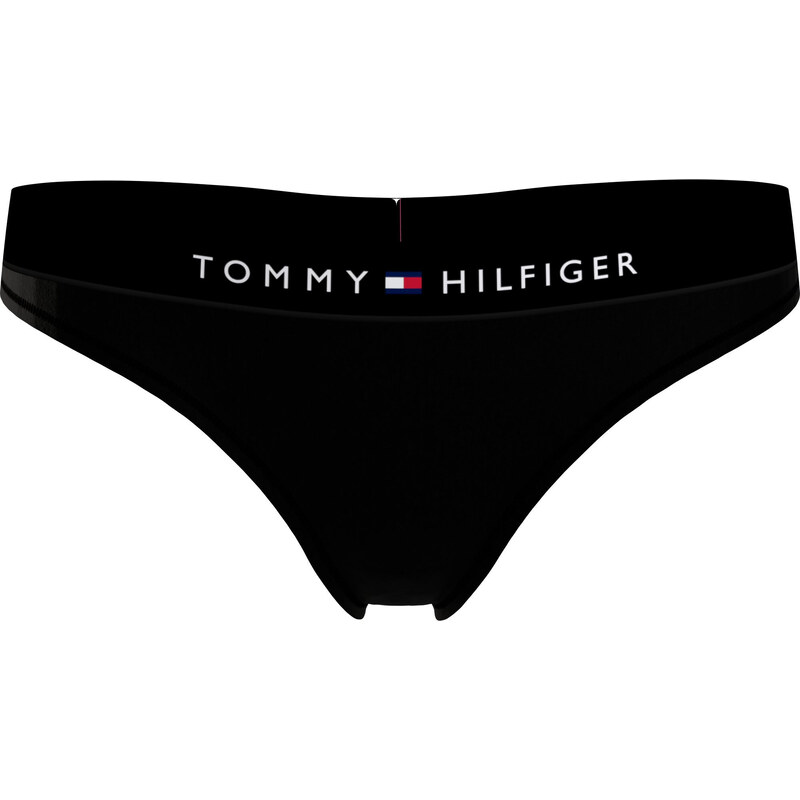 Dámská tanga LOGO WAISTBAND THONG UW0UW04146BDS černá - Tommy Hilfiger