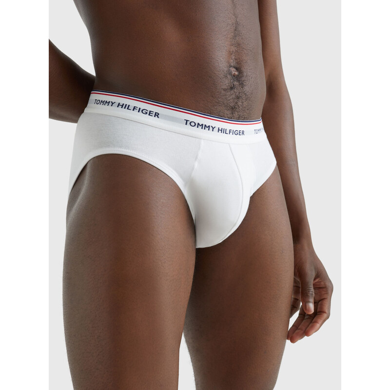 Pánské slipy 3-PACK COTTON BRIEFS 1U87903766004 černá/šedá/bílá - Tommy Hilfiger