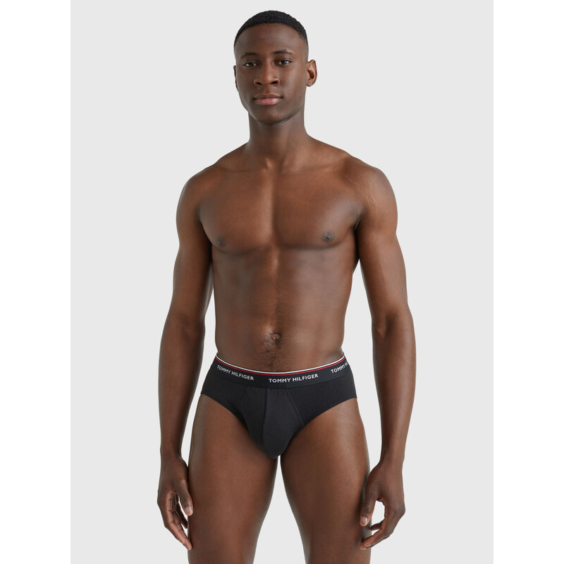 Pánské slipy 3-PACK COTTON BRIEFS 1U87903766004 černá/šedá/bílá - Tommy Hilfiger