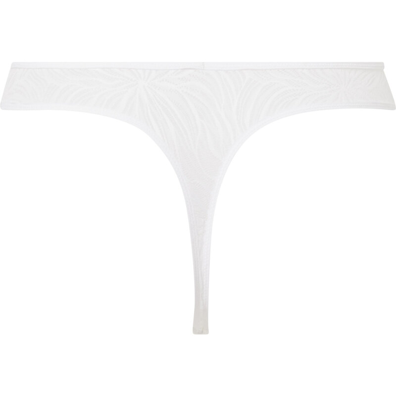 Dámská tanga Thong Sheer Marquisette 000QF6878E100 bílá - Calvin Klein