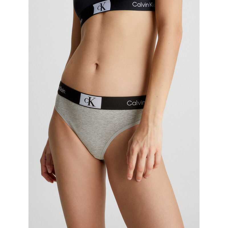 Dámská tanga Thong CK96 000QF7221EP7A šedá - Calvin Klein