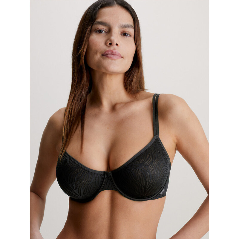 Dámská podprsenka Demi Bra Sheer Marquisette 000QF7103EUB1 černá - Calvin Klein