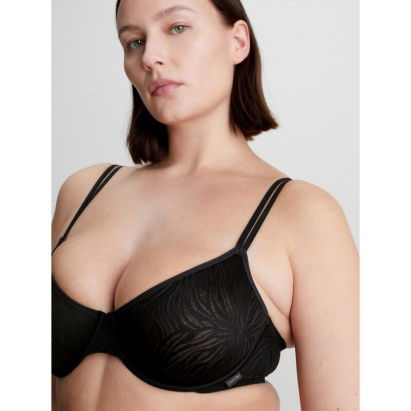 Dámská podprsenka Demi Bra Sheer Marquisette 000QF7103EUB1 černá - Calvin Klein