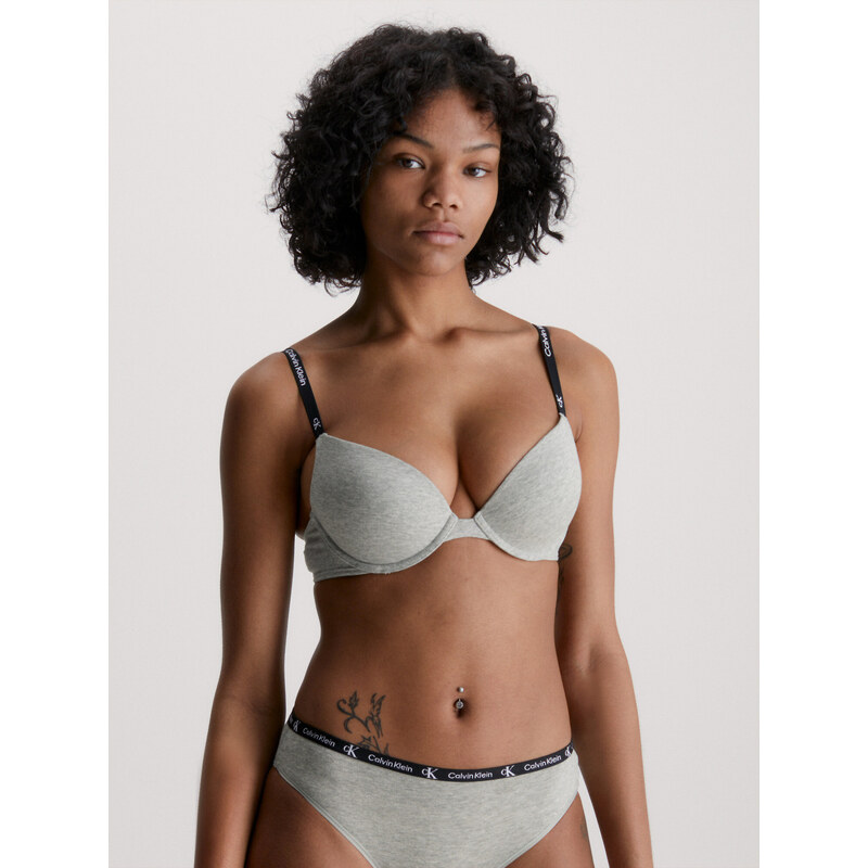 Dámská podprsenka Plunge Push-Up Bra CK96 000QF7220EP7A šedá - Calvin Klein