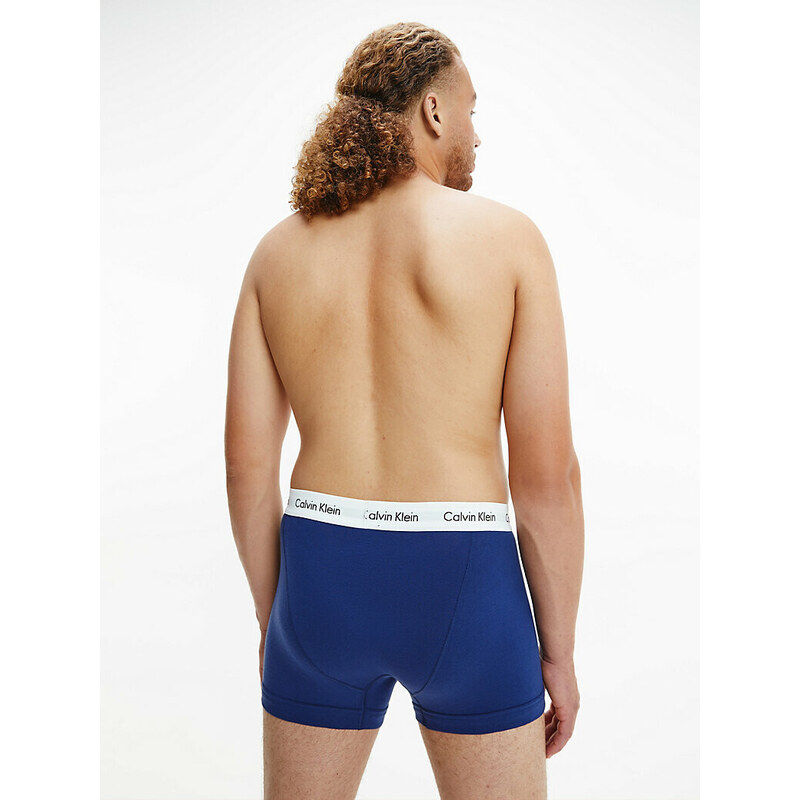 Pánské trenky 3 Pack Trunks Cotton Stretch 0000U2662GI03 bílá/červená/modrá - Calvin Klein